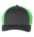Richardson 110 Fitted Trucker Hat with R-Flex in Charcoal/ neon green front view