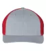 Richardson 110 Fitted Trucker Hat with R-Flex in Heather grey/ red front view