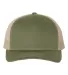 Richardson Hats 112FP Trucker Cap in Army olive green/ tan front view