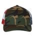 Richardson Hats 112PM Printed Mesh-Back Trucker Ca in Green camo/ stars & stripes front view