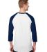 Jerzees 560RR Premium Blend Ringspun Three-Quarter in White/ j. navy back view