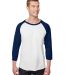 Jerzees 560RR Premium Blend Ringspun Three-Quarter in White/ j. navy front view