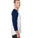Jerzees 560RR Premium Blend Ringspun Three-Quarter in White/ j. navy side view