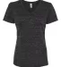 Jerzees 88WVR Women's Snow Heather Jersey V-Neck Black Ink front view