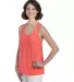 Jerzees 88WTKR Women's Snow Heather Jersey Racerba in Bright coral side view