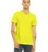 BELLA+CANVAS 3005CVC Cotton V-Neck T-shirt in Neon yellow front view