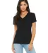 BELLA 6405 Ladies Relaxed V-Neck T-shirt in Black front view