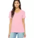 BELLA 6405 Ladies Relaxed V-Neck T-shirt in Pink front view