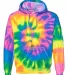Dyenomite 680VR Blended Hooded Sweatshirt in Flo rainbow front view