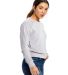 Ladies' Velour Long Sleeve Crop Shirt in Silver side view
