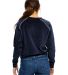 Ladies' Velour Long Sleeve Crop Shirt in Navy blue back view