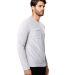 Unisex Velour Long Sleeve Pocket T-Shirt in Silver side view