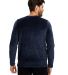 Unisex Velour Long Sleeve Pocket T-Shirt in Navy blue back view