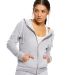 US Blanks / US565 Women's Plush Velour Zip Hoody in Silver front view