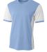A4 Apparel NB3017 Youth Premier Soccer Jersey LIGHT BLUE/ WHT front view