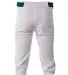 A4 Apparel NB6003 Youth Baseball Knicker Pant WHITE/ FOREST back view