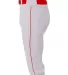 A4 Apparel NB6003 Youth Baseball Knicker Pant WHITE/ SCARLET side view