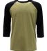 Next Level Apparel 6251 Unisex CVC Three-Quarter S in Black/ olive
