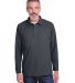Harriton M709 Adult StainBloc™ Pique Fleece Pull DARK CHARCOAL front view