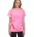 Tie-Dye CD1150 Ladie's Pink Ribbon T-Shirt in Pink ribbon front view