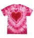 Tie-Dye CD1150 Ladie's Pink Ribbon T-Shirt in Pink heart front view