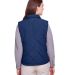 UltraClub UC709W Ladies' Dawson Quilted Hacking Ve in Navy back view