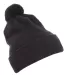 Yupoong-Flex Fit 1501P Cuffed Knit Beanie with Pom in Charcoal front view