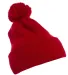 Yupoong-Flex Fit 1501P Cuffed Knit Beanie with Pom in Red front view
