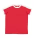 LA T 6132 Youth Retro Ringer Fine Jersey Tee RED/ WHITE front view