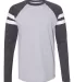 LA T 6934 Fine Jersey Mash Up Long Sleeve Tee VN HTH/ VN NV/ W front view
