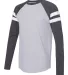 LA T 6934 Fine Jersey Mash Up Long Sleeve Tee VN HTH/ VN NV/ W side view