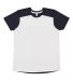 LA T 6911 Men's Forward Shoulder Fine Jersey Tee in White/navy front view