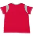 LA T 3833 Women's Curvy Lace Up Fine Jersey Tee RED/ TTNIUM/ WHT back view