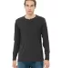 BELLA+CANVAS 3150 Mens Long Sleeve Henley Shirt in Drk grey heather front view