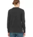 BELLA+CANVAS 3150 Mens Long Sleeve Henley Shirt in Drk grey heather back view
