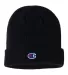 Champion Clothing CS4003 Ribbed Knit Cap in Black front view