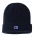 Champion Clothing CS4003 Ribbed Knit Cap in Navy front view