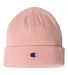 Champion Clothing CS4003 Ribbed Knit Cap in Pink front view