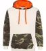Code V 3967 Fashion Camo Hooded Sweatshirt Natural/ Green Woodland/ Orange front view