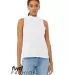 Bella + Canvas 6807 Fast Fashion Women's Mock Neck in Solid wht blend front view