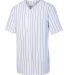 Augusta Sportswear 1686 Youth Pinstripe Full Butto in White/ navy side view
