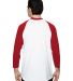Augusta Sportswear 4420 Three-Quarter Raglan Sleev in White/ red back view