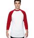 Augusta Sportswear 4420 Three-Quarter Raglan Sleev in White/ red front view