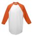 Augusta Sportswear 4420 Three-Quarter Raglan Sleev in White/ orange front view