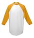 Augusta Sportswear 4420 Three-Quarter Raglan Sleev in White/ gold front view