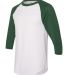 Augusta Sportswear 4420 Three-Quarter Raglan Sleev in White/ dark green side view