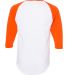 Augusta Sportswear 4420 Three-Quarter Raglan Sleev in White/ orange back view