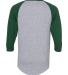 Augusta Sportswear 4420 Three-Quarter Raglan Sleev in Athletic heather/ dark green back view