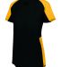 Augusta Sportswear 1522 Women's Cutter Jersey in Black/ gold front view