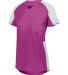 Augusta Sportswear 1522 Women's Cutter Jersey in Power pink/ white side view